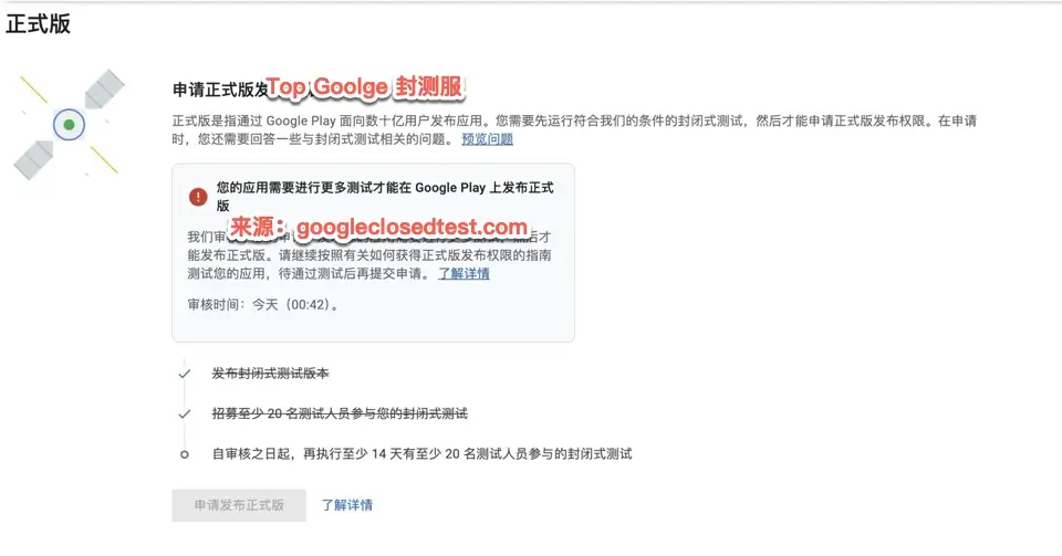 google封测:需要进行更多测试才能访问Google Play生产环境
